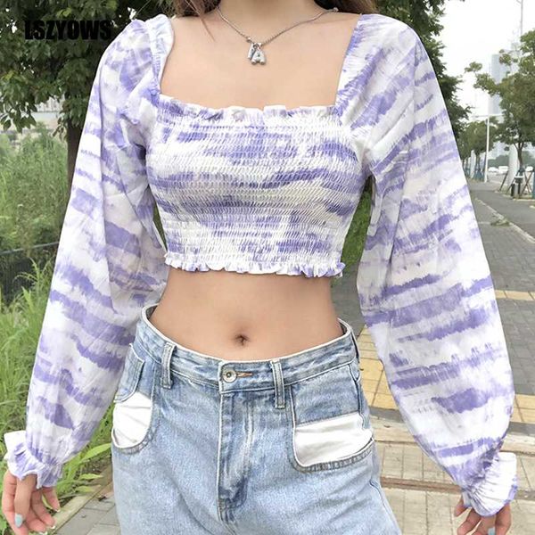 women's blouses & shirts 2021 women blouse fashion square collar casual print autumn lantern long sleeve ladies ruched short top, White
women's blouses & shirts 2021 women blouse fashion square collar casual print autumn lantern long sleeve ladies ruched short top, White