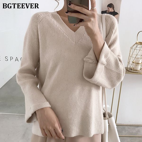 women's sweaters bgteever casual v-neck women knitted sweater autumn winter loose long sleeve female solid pullover jumpers ladies knit, White;black
women's sweaters bgteever casual v-neck women knitted sweater autumn winter loose long sleeve female solid pullover jumpers ladies knit, White;black