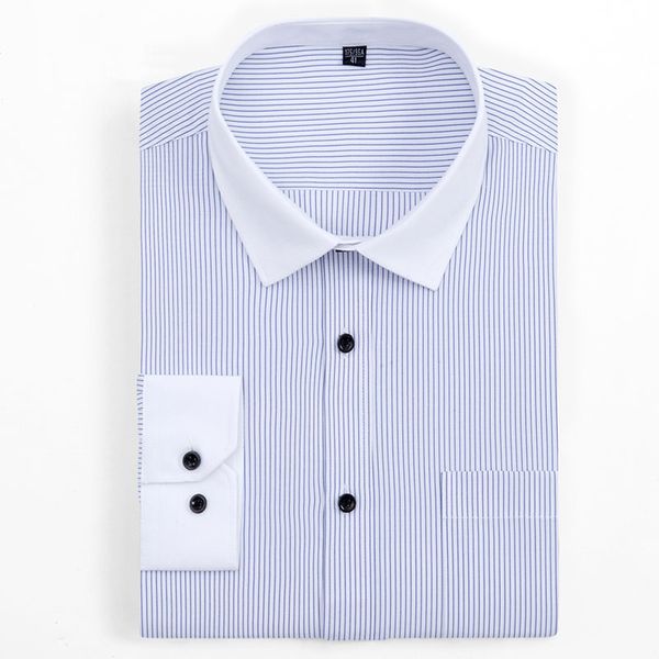 plus size 6xl men's white collar striped dress shirt regular fit long sleeve business formal non-iron men smart casual shirt, White;black
plus size 6xl men's white collar striped dress shirt regular fit long sleeve business formal non-iron men smart casual shirt, White;black