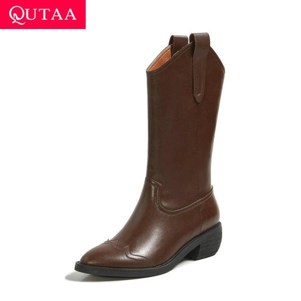 qutaa 2021 cow leather pu mid calf women boots pointed toe ladies pumps fashion square heel slip on women shoes size 34-39, Black
qutaa 2021 cow leather pu mid calf women boots pointed toe ladies pumps fashion square heel slip on women shoes size 34-39, Black