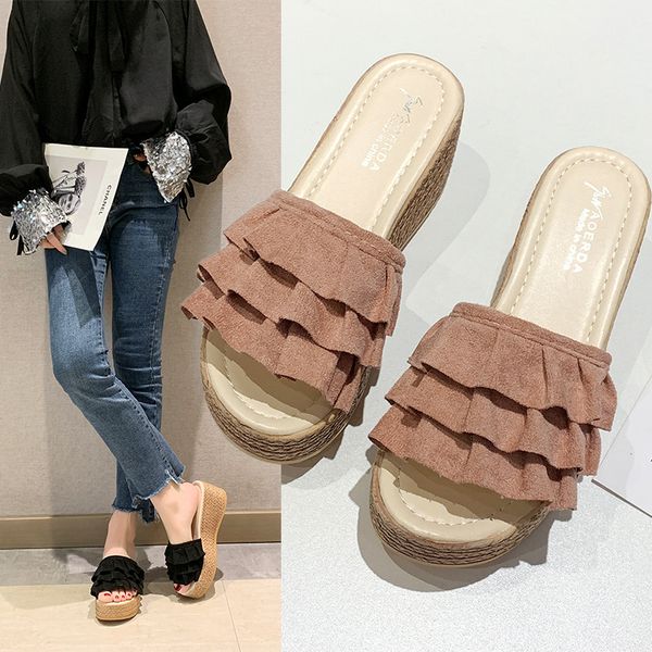 2020 summer new korean po with lace word slippers female versatile wear non-slip beach shoes wholesale, Black
2020 summer new korean po with lace word slippers female versatile wear non-slip beach shoes wholesale, Black