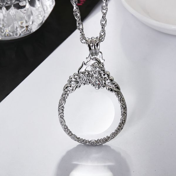 new magnifying glass for reading long chain necklace for women's fashion pendant white and gold color japan magnifier necklaces 0927, Silver
new magnifying glass for reading long chain necklace for women's fashion pendant white and gold color japan magnifier necklaces 0927, Silver