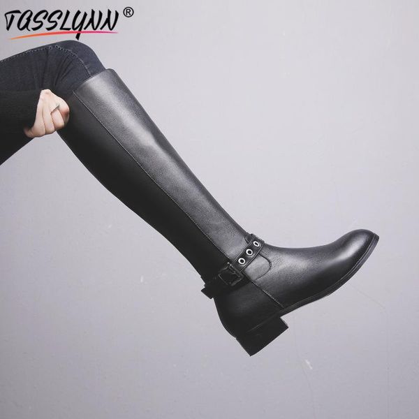 tasslynn 2020 knee high boots women black cow leather women pu buckle riding boots square med heel winter shoes size 34-42
tasslynn 2020 knee high boots women black cow leather women pu buckle riding boots square med heel winter shoes size 34-42