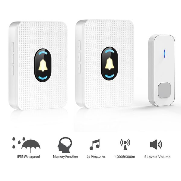 wireless doorbell waterproof door bell chime kit with 1 push button 2 receiver led night light for home office us plug
wireless doorbell waterproof door bell chime kit with 1 push button 2 receiver led night light for home office us plug