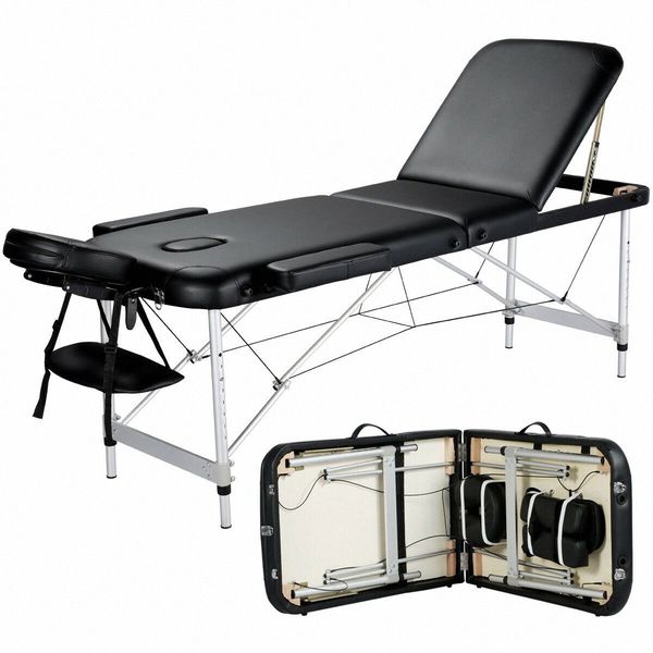 84''l Massage Table 3 Fold Adjustable Portable Aluminium Spa Beauty Bed Tattoo Gw0s#