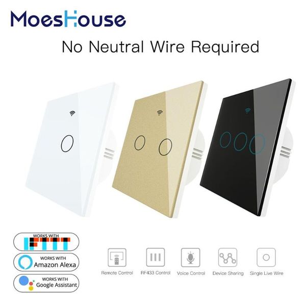 no neutral wire needed wifi rf433 smart wall switch smart life tuya remote control single fire work with alexa
no neutral wire needed wifi rf433 smart wall switch smart life tuya remote control single fire work with alexa