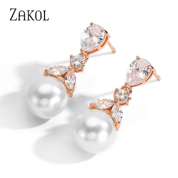 zakol brand design fashion white gold cz zirconia dangle earrings with imitation pearl for women bridal wedding jewelry gift, Silver
zakol brand design fashion white gold cz zirconia dangle earrings with imitation pearl for women bridal wedding jewelry gift, Silver