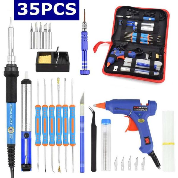 60w 35pc diy adjustable temperature electric soldering iron welding kit screwdriver glue gun repair carving knife rework station
60w 35pc diy adjustable temperature electric soldering iron welding kit screwdriver glue gun repair carving knife rework station