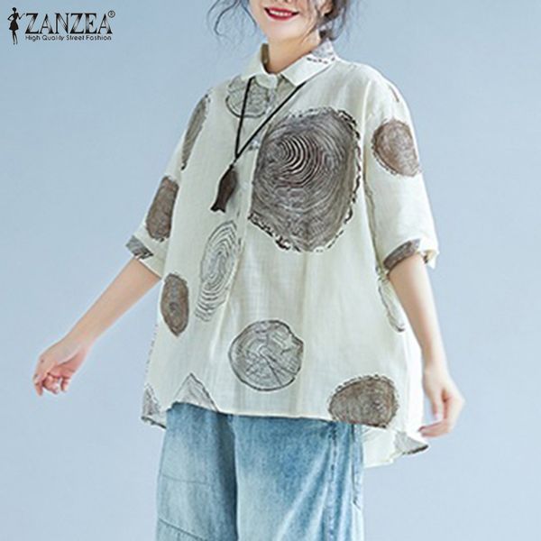 women's printed blouse 2020 zanzea kaftan summer shirts casual half sleeve blusas female lapel button down oversized tunic, White
women's printed blouse 2020 zanzea kaftan summer shirts casual half sleeve blusas female lapel button down oversized tunic, White