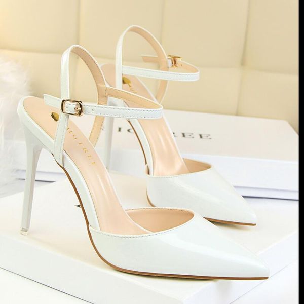 sandals female baotou stiletto heel 2020 new one-word buckle silver dress pointed patent leather high heels n14, Black
sandals female baotou stiletto heel 2020 new one-word buckle silver dress pointed patent leather high heels n14, Black