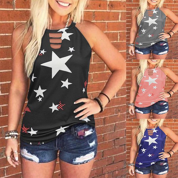 cross-border european and american 2020 womens round neck star printed fashion vest women, Black;white
cross-border european and american 2020 womens round neck star printed fashion vest women, Black;white