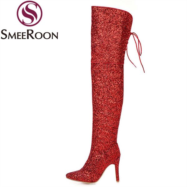 smeeroon plus size 34-46 new over the knee boots women high heels europe pointed toe thigh high boots ladies party shoes, Black
smeeroon plus size 34-46 new over the knee boots women high heels europe pointed toe thigh high boots ladies party shoes, Black