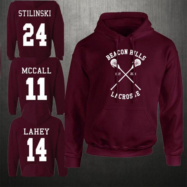 

streetwear men's women beacon hills lacrosse hoodie teen wolf mccall stilinski lahey sweatshirt, Black