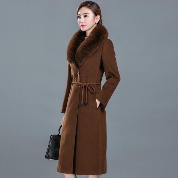 women's wool & blends autumn winter fur coat women female long jackets korean cashmere woolen jacket warm clothes overcoat 58189, Black
women's wool & blends autumn winter fur coat women female long jackets korean cashmere woolen jacket warm clothes overcoat 58189, Black