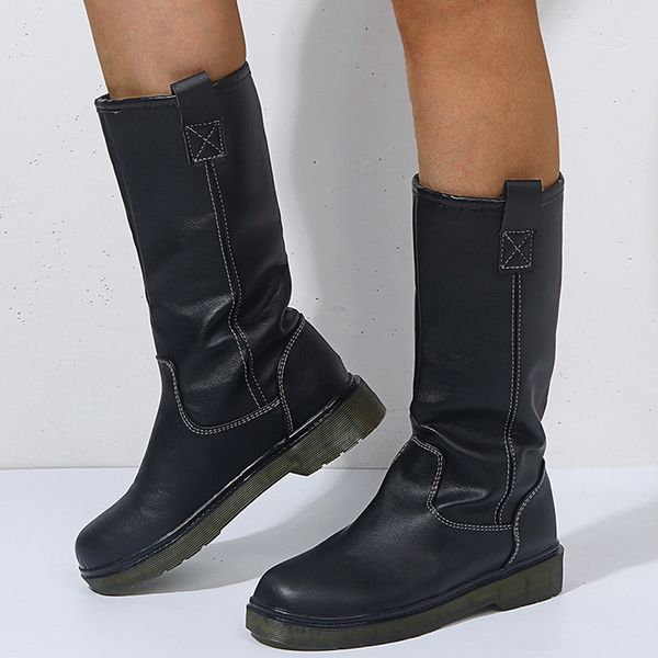 winter women boots pu leather sewing female platform shoes plush slip on mid calf fashion 2020 new, Black
winter women boots pu leather sewing female platform shoes plush slip on mid calf fashion 2020 new, Black