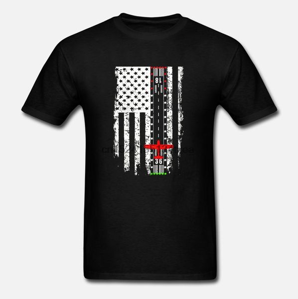 men t shirt aviation runway flag pilot plane flying women t-shirt