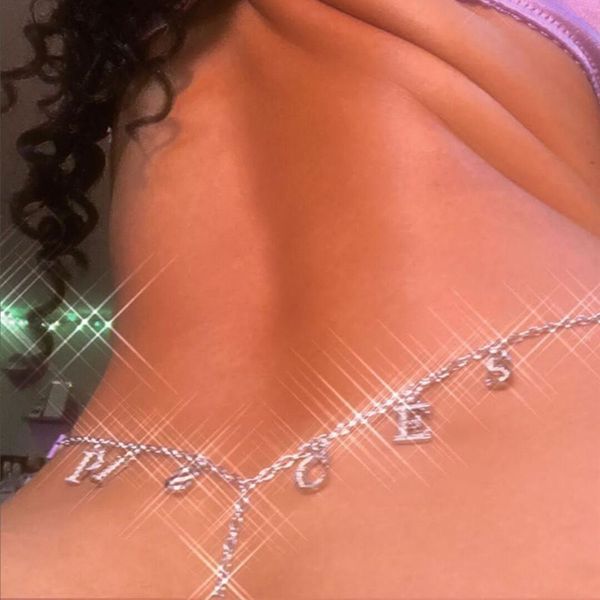 

metal custom twelve constellations rhinestone letter pendant belly waist chain t-string thong body jewelry gift, Silver