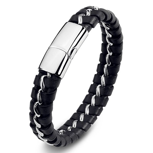 punk men's woven leather bracelet stainless steel chain wrist strap bracelet 2020 new style fashion boy's shoulder emblem, Golden;silver
punk men's woven leather bracelet stainless steel chain wrist strap bracelet 2020 new style fashion boy's shoulder emblem, Golden;silver