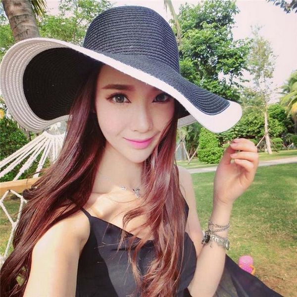 wide brim hats miss m summer straw hat women big beach sun foldable block uv protection panama bone chapeu feminino, Blue;gray
wide brim hats miss m summer straw hat women big beach sun foldable block uv protection panama bone chapeu feminino, Blue;gray