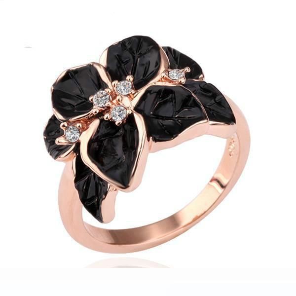 ing sale jewelry ring with rose gold elements austrian crystal black enamel flower wedding ring for women, Golden;silver
ing sale jewelry ring with rose gold elements austrian crystal black enamel flower wedding ring for women, Golden;silver