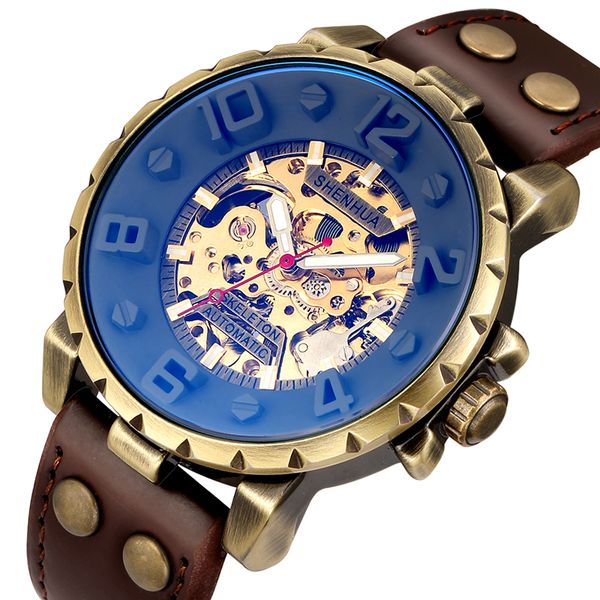 shenhua mechanical watch men unique colored glass leather or stainless steel strap steam skeleton male clock m209, Slivery;brown
shenhua mechanical watch men unique colored glass leather or stainless steel strap steam skeleton male clock m209, Slivery;brown