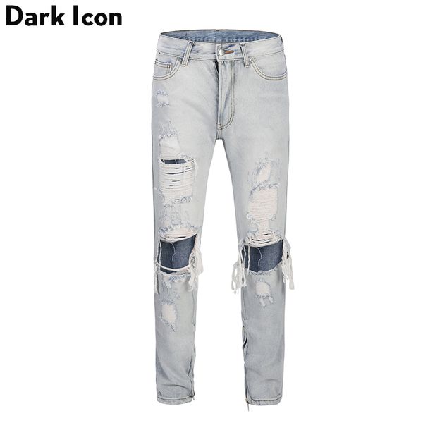 dark stonewashed ripped ankle zipper denim pants high street light blue jeans men regular style men's pants
dark stonewashed ripped ankle zipper denim pants high street light blue jeans men regular style men's pants