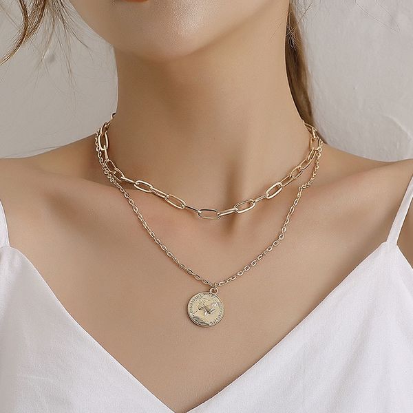 vintage punk thick chain round figure coin pendant necklace women temperament geometric clavicle necklace party jewelry kolye, Silver
vintage punk thick chain round figure coin pendant necklace women temperament geometric clavicle necklace party jewelry kolye, Silver