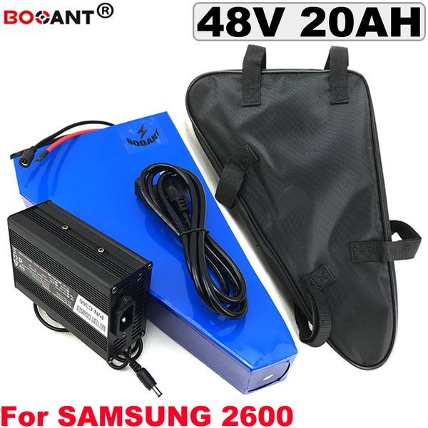 Image of 48V 20Ah triangle battery for electric bike 250W 350W 1000W E-bike lithium Samsung 18650 cell +5A Charger +a bag