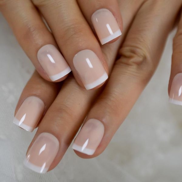false nails beige french white tip squoval short medium size ladies artificial manicure tips for daily wear, Red;gold
false nails beige french white tip squoval short medium size ladies artificial manicure tips for daily wear, Red;gold