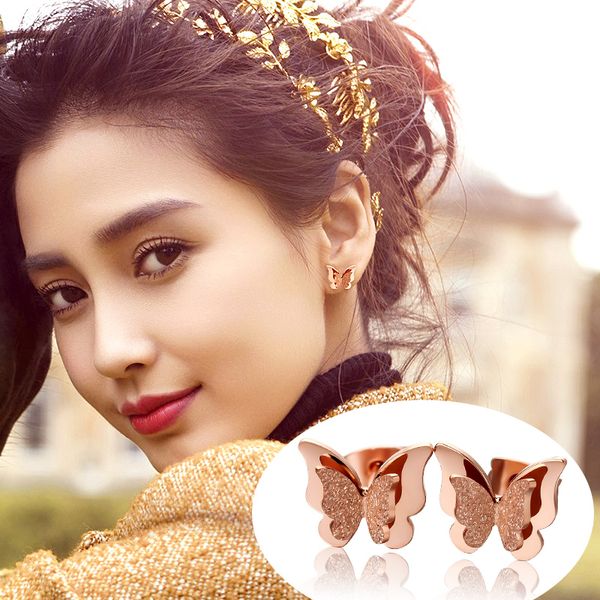 yunruo brand rose gold color frosted butterfly stud earring for woman girl 316l stainless steel fashion jewelry never11, Golden;silver
yunruo brand rose gold color frosted butterfly stud earring for woman girl 316l stainless steel fashion jewelry never11, Golden;silver
