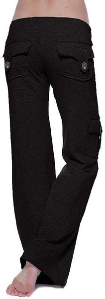women's stretch button pants wide leg sweatpants bootleg pants with muti pockets, White
women's stretch button pants wide leg sweatpants bootleg pants with muti pockets, White