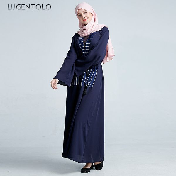 lugentolo fashion muslim women loose dress stitching striped cardigan new pocket long sleeve big swing lady elegant maxi dress, Black;gray
lugentolo fashion muslim women loose dress stitching striped cardigan new pocket long sleeve big swing lady elegant maxi dress, Black;gray