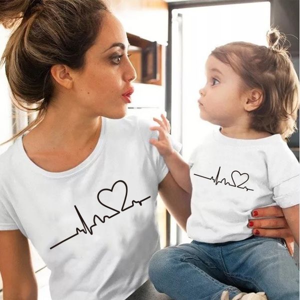 fashion heartbeat love mommy and me clothes tshirt cotton short sleeve soft white black mother daughter family look matching outfits, Blue
fashion heartbeat love mommy and me clothes tshirt cotton short sleeve soft white black mother daughter family look matching outfits, Blue