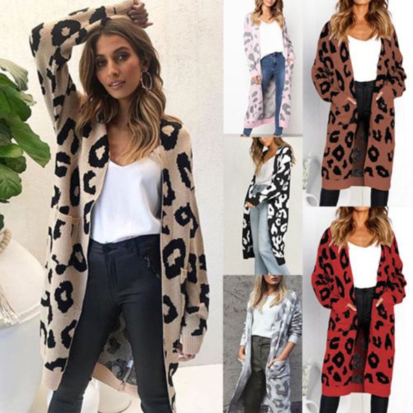 women long sleeve sweaters leopard print knit long cardigan open front jacket coat fashion streetwear oversized sweater, White;black
women long sleeve sweaters leopard print knit long cardigan open front jacket coat fashion streetwear oversized sweater, White;black