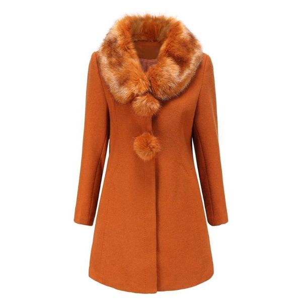 women's wool & blends cashmere woolen women coat winter vintage warm solid fur collar long manteau femme abrigos mujer plaszcze damskie, Black
women's wool & blends cashmere woolen women coat winter vintage warm solid fur collar long manteau femme abrigos mujer plaszcze damskie, Black