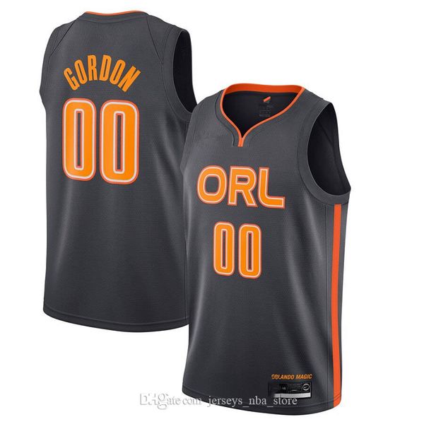 aaron gordon #00 orlando magic men black 2019-20 city basketball jersey, Black;red
