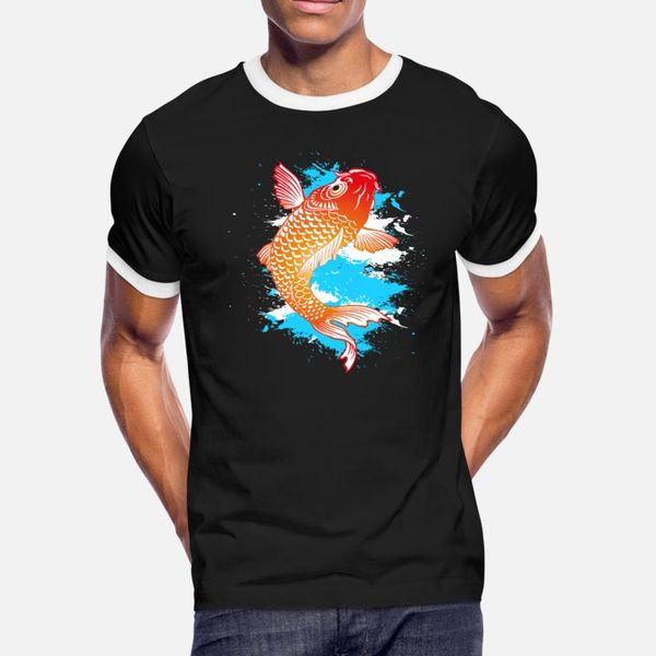 koi carp japanese zodiac sign t shirt men printing cotton plus size 3xl cool anti-wrinkle comfortable summer style letter shirt