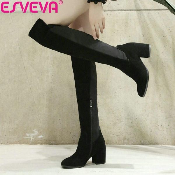 boots esveva 2021 women handmade over the knee square high heels cow suede+pu ladies warm fur long size 34-39, Black
boots esveva 2021 women handmade over the knee square high heels cow suede+pu ladies warm fur long size 34-39, Black