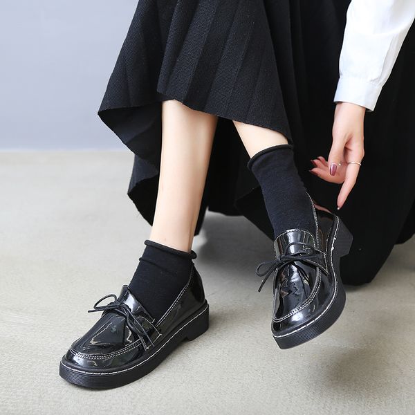 black solid leather oxfords women shoes loafers sewing flats ladies shoes slip on cross tie thick bottom platform woman
black solid leather oxfords women shoes loafers sewing flats ladies shoes slip on cross tie thick bottom platform woman