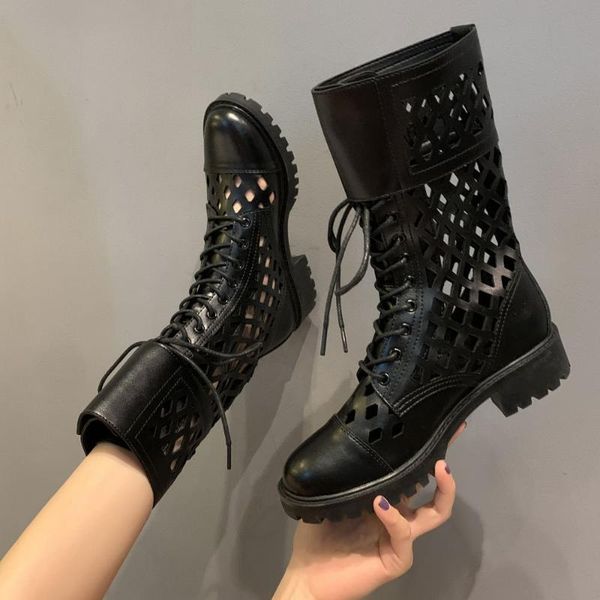 high hollow out boots lace up sandals women black round toe sandale trendy double square buckle strap sandalias mujer
high hollow out boots lace up sandals women black round toe sandale trendy double square buckle strap sandalias mujer