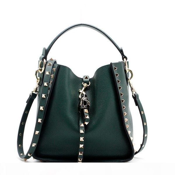 selling 2018 women's bucket bag genuine leather ladies rivet handbags female shoulder bag casual tote
selling 2018 women's bucket bag genuine leather ladies rivet handbags female shoulder bag casual tote