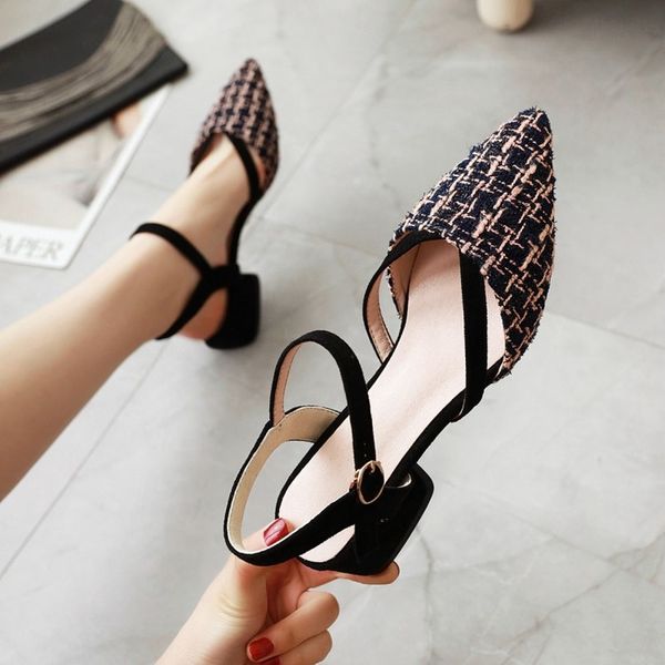 women houndstooth slingback summer sandals for female flock casual footwear pointed toe elegant low heels party wedding shoe, Black
women houndstooth slingback summer sandals for female flock casual footwear pointed toe elegant low heels party wedding shoe, Black