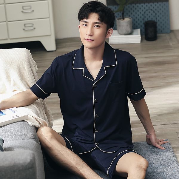 men's sleepwear summer short pajamas for men 2pcs sleeves soft navy nightwear pjs 2021 night pijamas homme plus size l-4xl, Black;brown
men's sleepwear summer short pajamas for men 2pcs sleeves soft navy nightwear pjs 2021 night pijamas homme plus size l-4xl, Black;brown