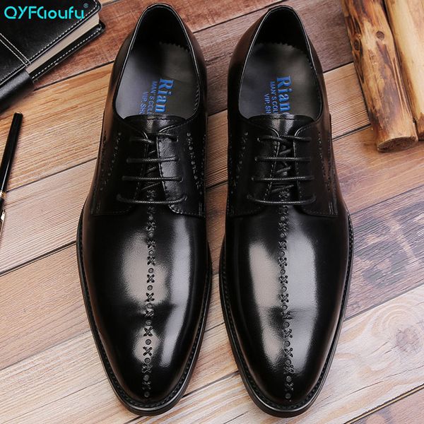 мода управление qyfcioufu натуральная кожа формальные обувь мужчин остроконечные toe шнуровке ботинок платья венчания людей, Black 
мода управление qyfcioufu натуральная кожа формальные обувь мужчин остроконечные toe шнуровке ботинок платья венчания людей, Black