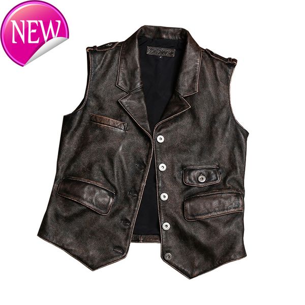 men's vests vintage brown 2021 men spring casual leather vest large size xxxl genuine cowhide russian short slim fit natural, Black;white
men's vests vintage brown 2021 men spring casual leather vest large size xxxl genuine cowhide russian short slim fit natural, Black;white