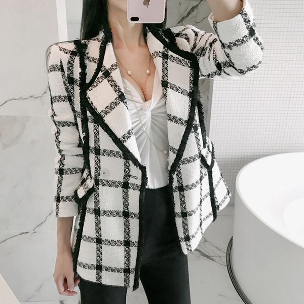 women's jackets 2021 runway autumn fashion plaid tweed jacket coat winter notched collar diamond brooch wool blend tassels outerwear, Black;brown
women's jackets 2021 runway autumn fashion plaid tweed jacket coat winter notched collar diamond brooch wool blend tassels outerwear, Black;brown