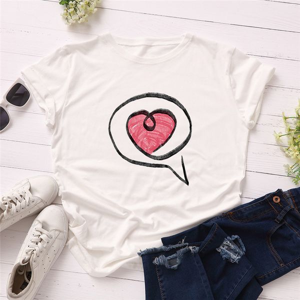 women's t-shirt summer lovely heart print t shirt plus size women cotton o neck short sleeve casual oversized tshirt s-5xl, White
women's t-shirt summer lovely heart print t shirt plus size women cotton o neck short sleeve casual oversized tshirt s-5xl, White