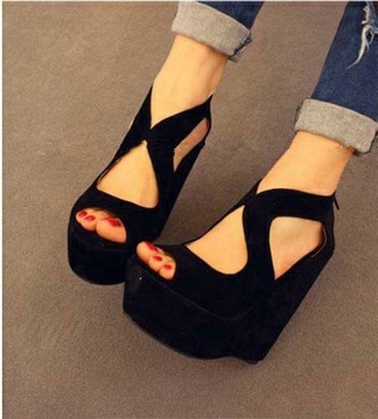 women open toe sandals wedge high heels pumps platform party clubwear shoes sz, Black
women open toe sandals wedge high heels pumps platform party clubwear shoes sz, Black