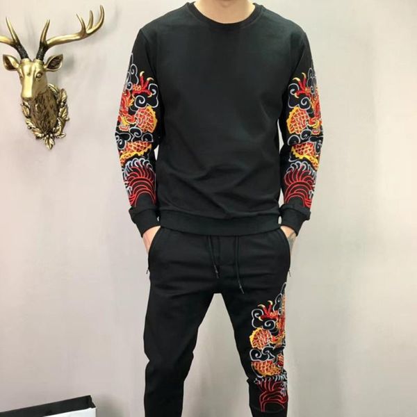 running sets 2 piece set sweatshirt and pants suits 2021 black mens embroidery dragon tracksuit jogging homme survetement, Black;blue
running sets 2 piece set sweatshirt and pants suits 2021 black mens embroidery dragon tracksuit jogging homme survetement, Black;blue
