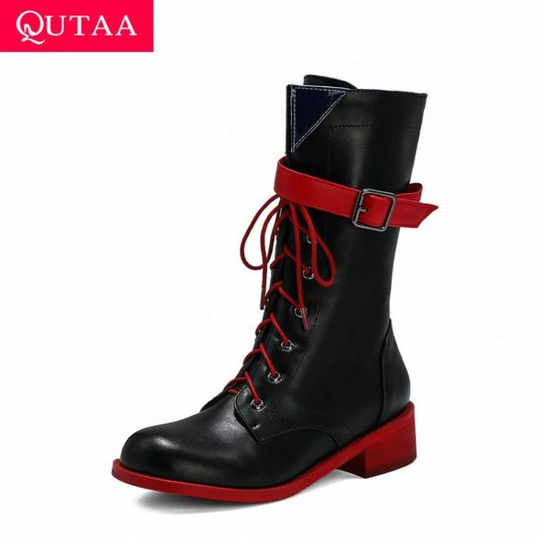 qutaa 2021 lace up buckle mid calf women boots square heel fashion women shoes pu leather autumn winter long boots big size34-43, Black
qutaa 2021 lace up buckle mid calf women boots square heel fashion women shoes pu leather autumn winter long boots big size34-43, Black
